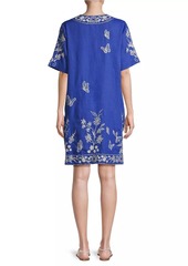Johnny Was Domingo Embroidered Linen Minidress