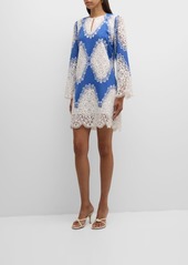 Johnny Was Elandra Scalloped Lace-Inset Shift Dress