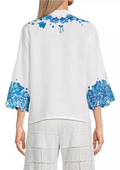 Johnny Was Elly Embroidered Linen Blouse