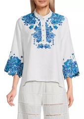 Johnny Was Elly Embroidered Linen Blouse