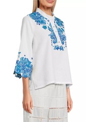 Johnny Was Elly Embroidered Linen Blouse