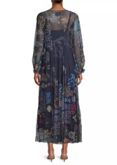 Johnny Was Elrey Embroidered Mesh Maxi Dress