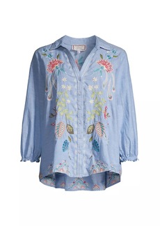 Johnny Was Emika Floral Embroidered Shirt