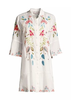 Johnny Was Emika Floral Embroidered Shirtdress