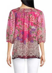 Johnny Was Ennoki Printed Silk Blouse