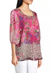 Johnny Was Ennoki Printed Silk Blouse