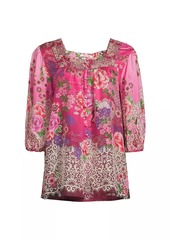 Johnny Was Ennoki Printed Silk Blouse