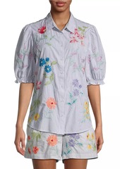 Johnny Was Evangeline Embroidered Puff-Sleeve Blouse