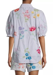 Johnny Was Evangeline Embroidered Puff-Sleeve Blouse