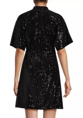 Johnny Was Eve Sequined Short-Sleeve Minidress