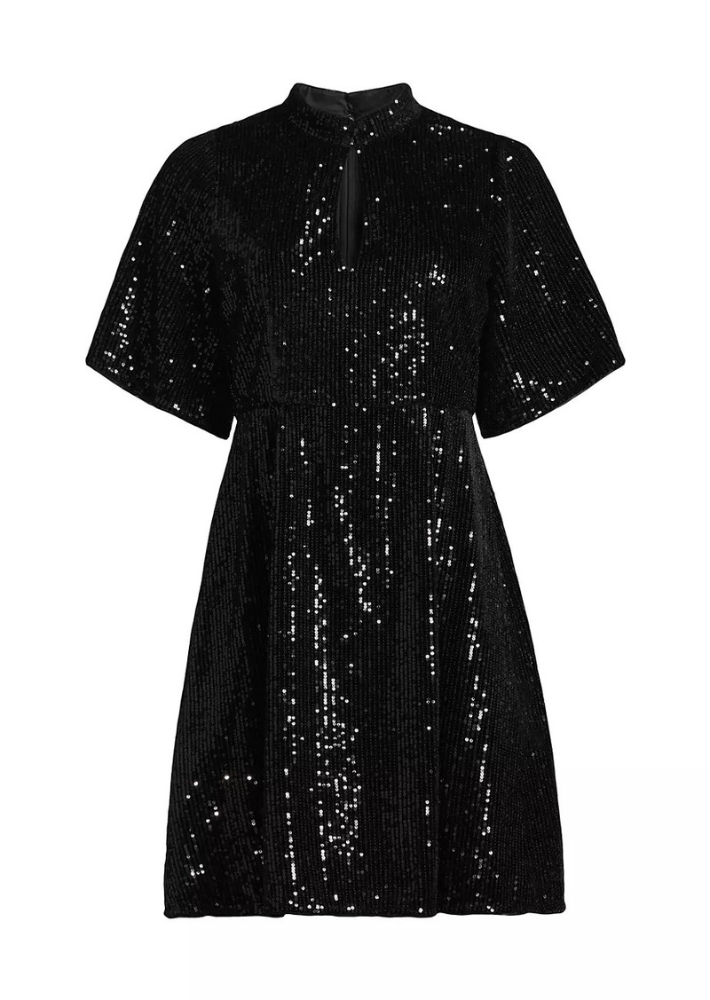 Johnny Was Eve Sequined Short-Sleeve Minidress