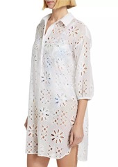 Johnny Was Eyelet Cotton-Silk Cover-Up Shirt
