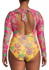 Johnny Was Flamingo Floral One-Piece Swimsuit