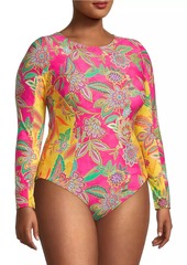 Johnny Was Flamingo Floral One-Piece Swimsuit