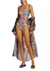 Johnny Was Floral & Cheetah-Print One-Piece Swimsuit