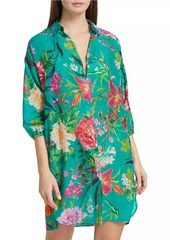 Johnny Was Floral Cotton & Silk Cover-Up Mini Dress