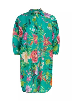 Johnny Was Floral Cotton & Silk Cover-Up Mini Dress