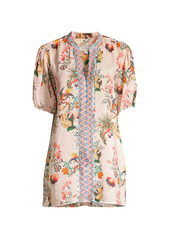 Johnny Was Floral Puff-Sleeve Tunic