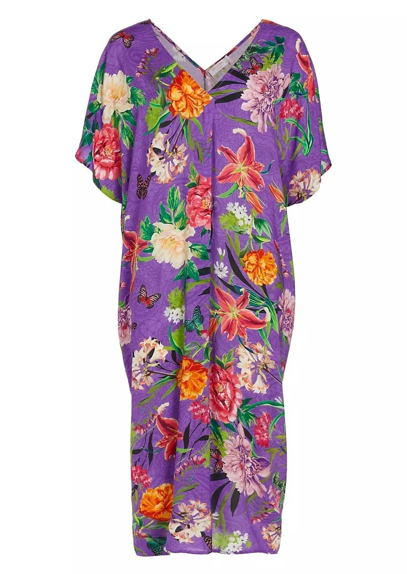 Johnny Was Floral Short-Sleeve Cover-Up