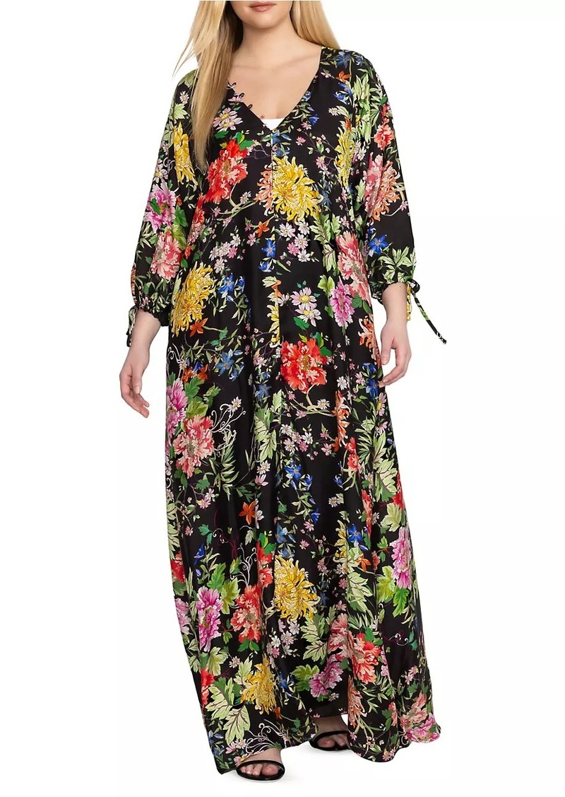 Johnny Was Floral Silk-Blend Maxi Dress