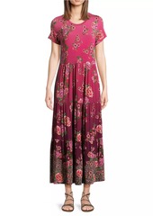 Johnny Was Floral Tiered Midi-Dress