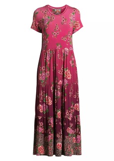 Johnny Was Floral Tiered Midi-Dress