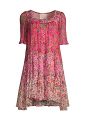 Foxglove Embroidered Dress, Pink