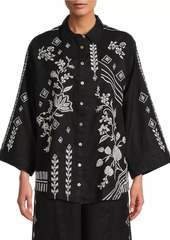 Johnny Was Francis Embroidered Linen Shirt