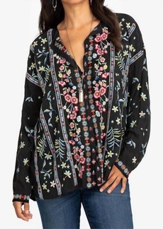 Johnny Was Garden Embroidered Blouse In Black Multi
