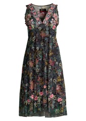 Johnny Was Giomi Floral Mesh Dress