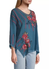 Johnny Was Giovanna Floral Embroidered Blouse