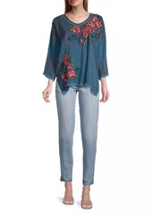 Johnny Was Giovanna Floral Embroidered Blouse