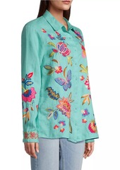 Johnny Was Gracey Floral Embroidered Linen Shirt