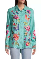 Johnny Was Gracey Floral Embroidered Linen Shirt