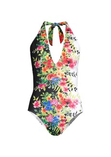 Johnny Was Halter One-Piece Swimsuit