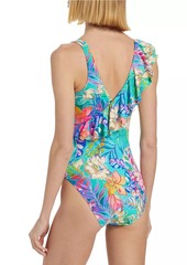 Johnny Was Helena Floral Ruffled One-Piece Swimsuit