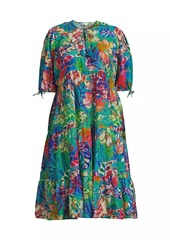 Johnny Was Helena Tiered Floral Cotton & Silk Midi-Dress