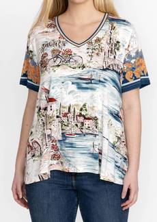 Johnny Was Janie Fav Short Sleeve V-Neck Swing Tee In Vakash