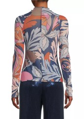 Johnny Was Jaylin Floral Mesh Long-Sleeve T-Shirt