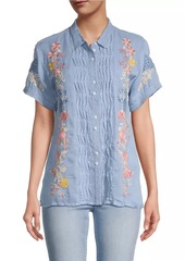 Johnny Was Jetra Floral Short-Sleeve Blouse