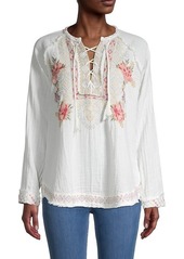 Johnny Was Joanne Floral Embroidery Peasant Top