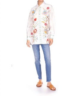 Johnny Was Joele Bias Yoke Shirt Tunic In White