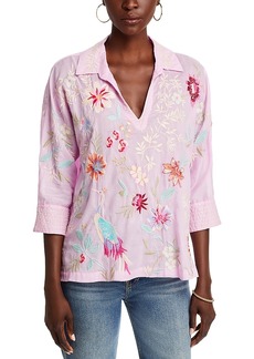 Johnny Was Darcy Floral Embroidered Popover Shirt