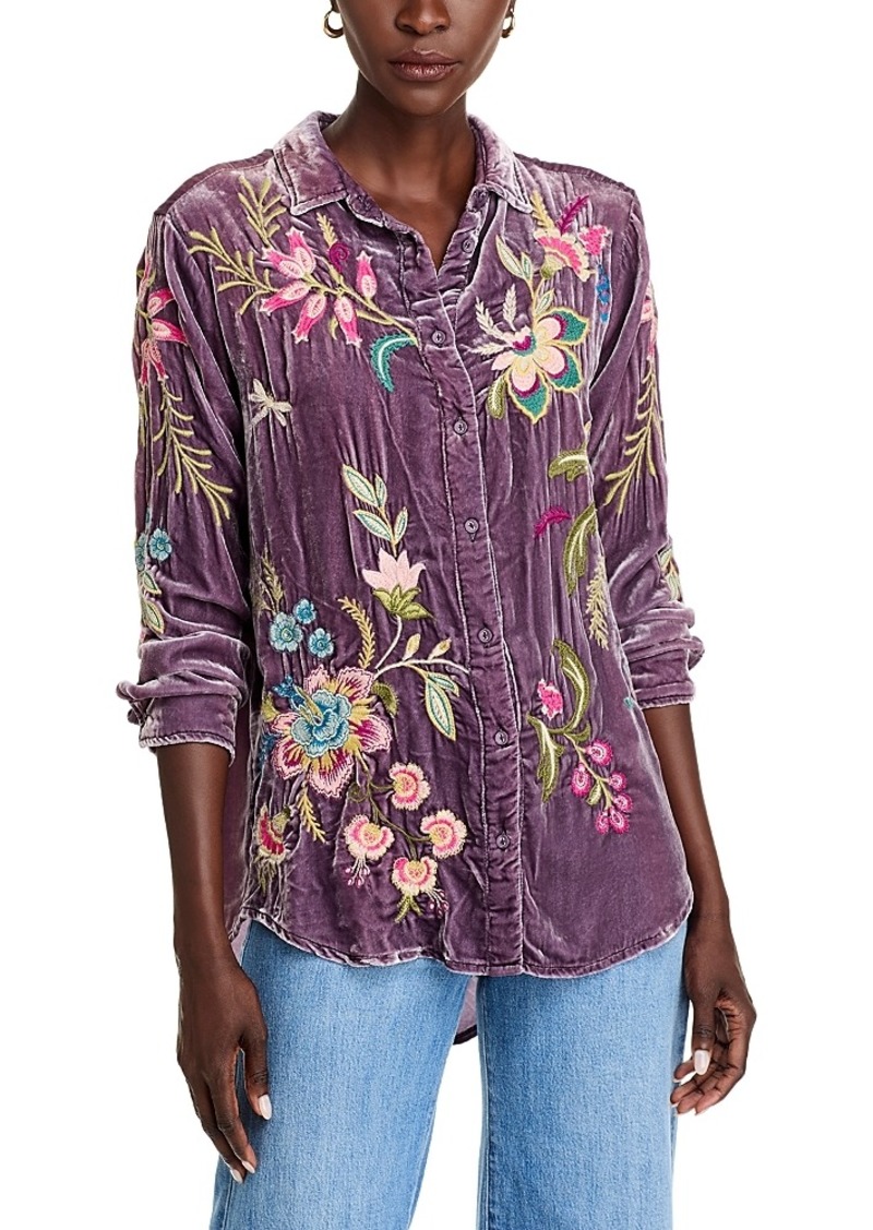 Johnny Was Embroidered Velvet Shirt