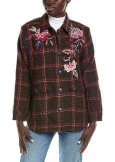 Johnny Was Garnet Plaid Wool-Blend Shirt Jacket