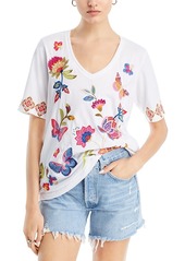 Johnny Was Gracey Trapunto Embroidered V Neck Top