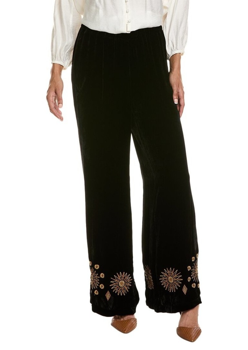 Johnny Was Heidi Velvet Silk-Blend Wide Leg Pant