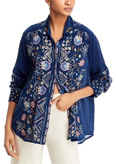 Johnny Was Mckenzie Embroidered Eyelet Blouse