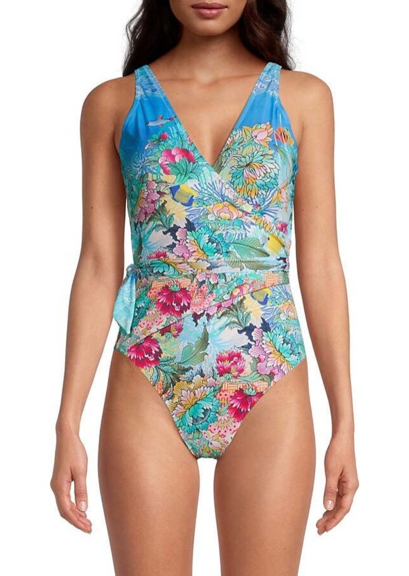 Johnny Was Mixi One Piece Multi Color Swimsuit Wrap Style