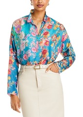 Johnny Was Neutra Mara Silk Floral Blouse